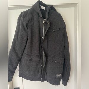 Sherpa Lined zip/button hooded jacket